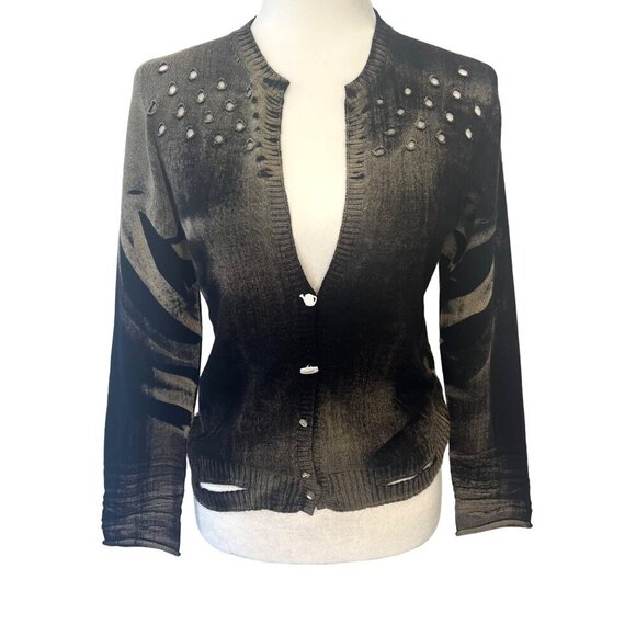 Daniela Dallavalle Elisa Cavaletti Distressed Sweater Cardigan Ladies Size 8 US - Picture 1 of 9